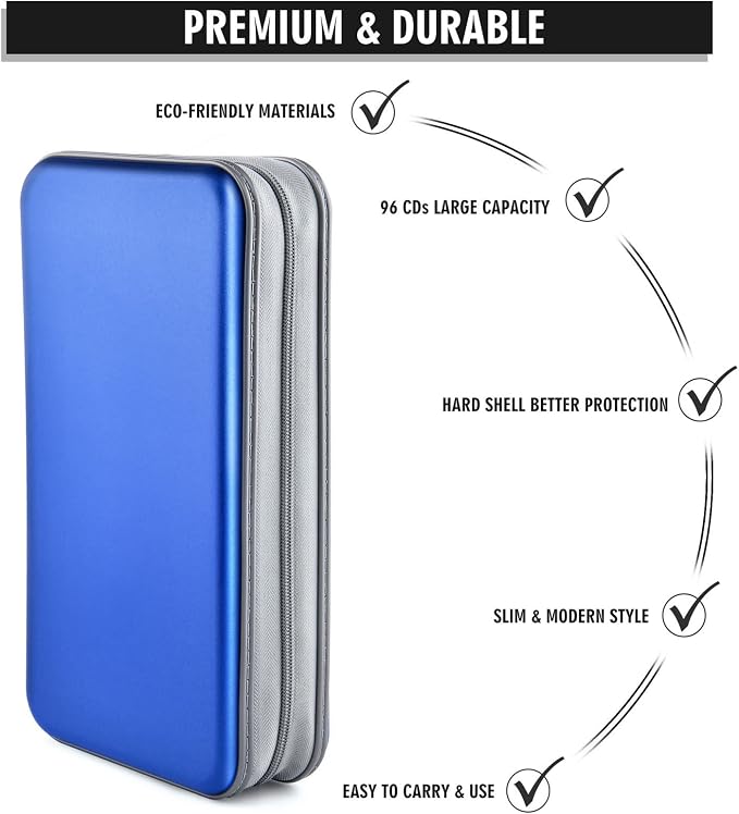 96‑Capacity Hard Plastic CD/DVD Binder for Car, Home & Travel | Zipper‑DVD Organizer, Scratch‑Resistant Sleeves Shield Discs From Dust & Damp; Stores Music, Video, Gaming & Blu‑ray Discs - Image 3