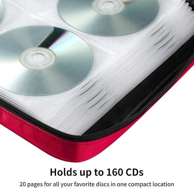CD Case DVD Holder Storage: 160 Capacity DVD Cases Organizer Portable Wallet Storage - CD Plastic Protective Carrying Binder for Home Travel - Image 4