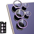 for Samsung Galaxy S24 Ultra Camera Lens Protector, Individual Metal Ring Tempered Glass Lens Cover, [Strong Adsorption] Scratch Resistant Ultra-Thin HD Clear Lens Cover, 1 Set-Purple by Btscase