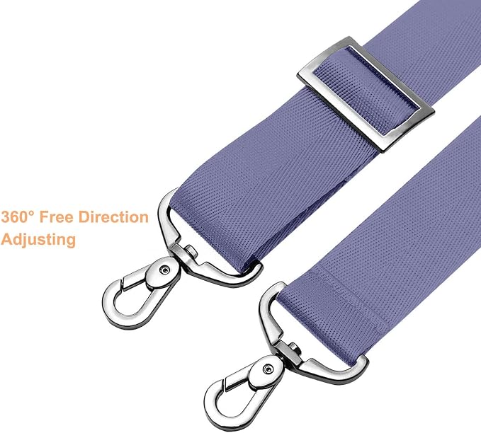 MOSISO 56 inch Shoulder Strap, Adjustable Soft Universal Non-Slip Strap | Thick Replacement Strap, Fit Padded with Metal Swivel Hooks for Laptop Shoulder Bag/Laptop Messenger Bag, Lavender Gray - Image 2
