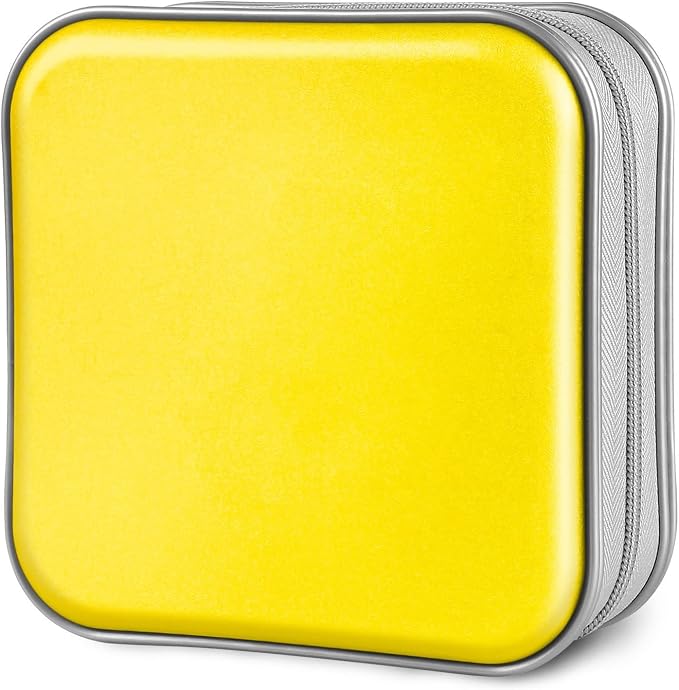 Siveit DVD Case CD Case Holders DVD Binder Wallet Hard Plastic 48 Capacity CD/DVD Disc Cases Storage Binder for Car Home Office Travel (Yellow) by Siveit