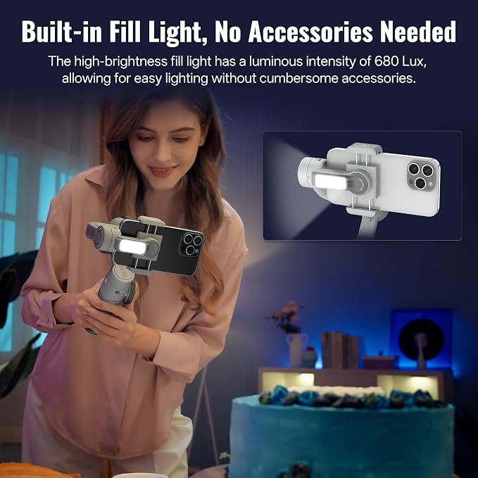 ZHIYUN CINEPEER Smooth 5E Gimbal Stabilizer for iPhone, Android | Built-in Fill Light, Tripod, 3-Axis 300g Payload Phone Gimbal, Gesture Control, Vlogging Stabilizer for YouTube, TikTok - Image 2