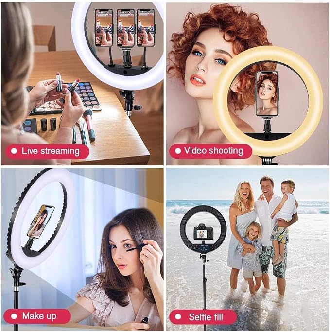 18 inch LED Ring Light with Tripod Stand Dimmable Makeup Selfie Ring Light for Studio Portrait YouTube Vlog Video Shooting with Carrying Bag and Remote Controller, CRI 90 - Image 7