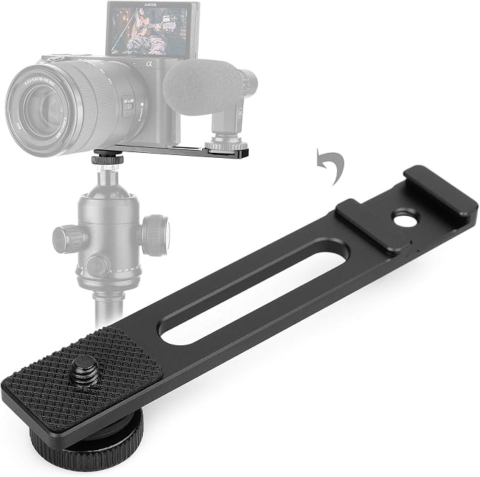 ChromLives Cold Shoe Bracket Extension Bar, Hot Shoe Extension, Microphone Mount with 1/4'' Tripod Screw Compatible with Mirrorless Camera Vlogging Sony A6400 6300 6500 6000 Zhiyun 4 DJI Osmo Pocket by ChromLives