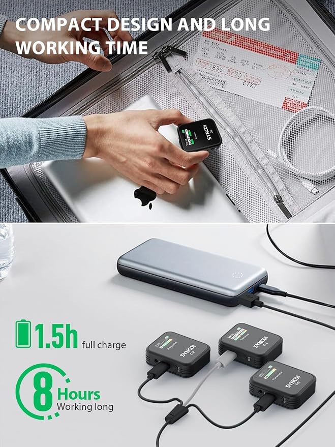 SYNCO G2(A2) Wireless Lavalier Microphone for Camera Phone Camcorder | 48KHz 24Bit Camera Mic for Podcast Streaming Interview Vlogging YouTube Video, 656ft Lav Mic with Upgraded Safety Channel - Image 4