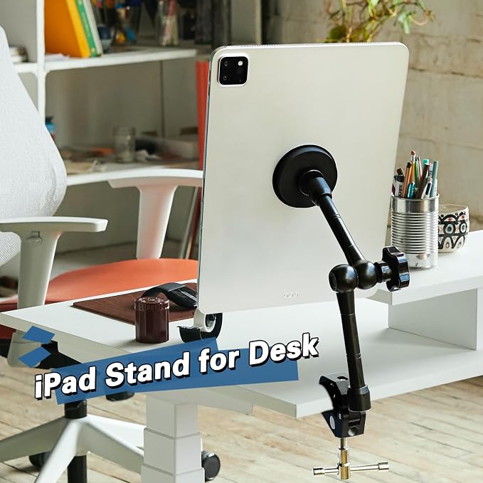 Magnetic Tablet Holder for Mic Stand, Full Metal Phone & iPad Music Stand, Compatible with All Models of iPad and iPhone Devices, Adjustable at Any Angle - Image 5
