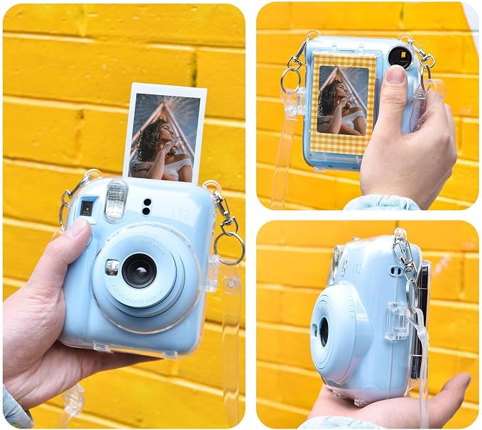 Rieibi Accessories for Fujifilm Mini 12, Gift Bundle Includes Clear MINI12 Case with Strap, Mini Photo Album, Selfie Mirror, DIY Stickers, Color Filter (No Camera) - Blue - Image 2
