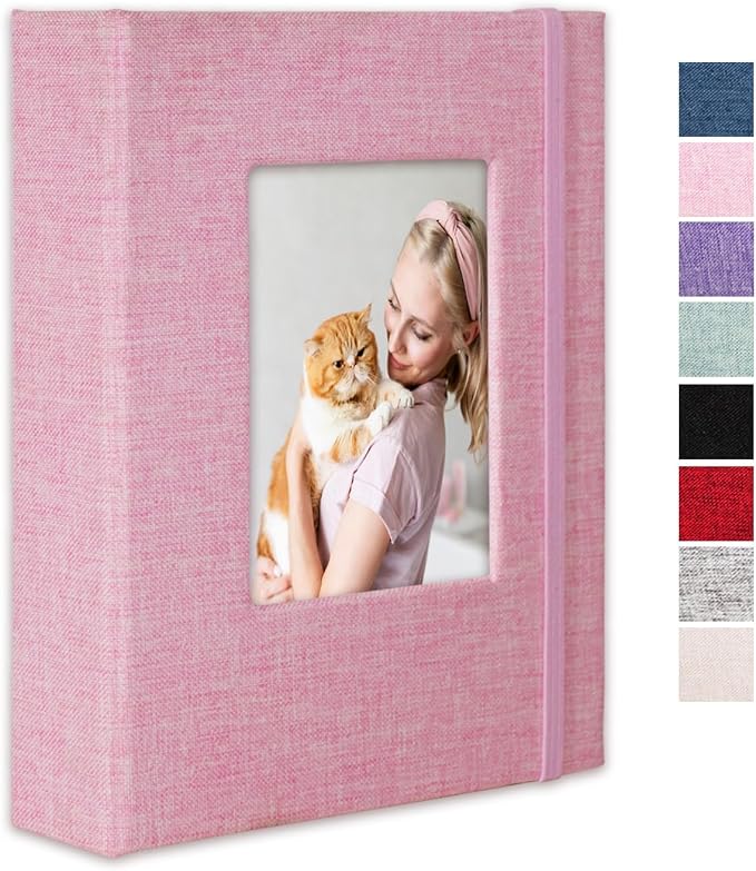 Small Photo Album 5x7 Linen Picture Book, Each Mini 26-Page Album Holds 52 Photos, Art Presentation Folder for Postcards & Picture Storage by CHERRICH