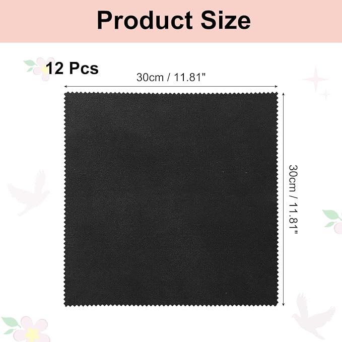 uxcell 12 Pcs Microfiber Cleaning Cloth for Glasses, 11.8 x 11.8 Inch Eyeglass Cleaning Cloth, Glasses Cleaner Wipes for Electronics Lenses Screens Cameras Cell Phones, Black - Image 2