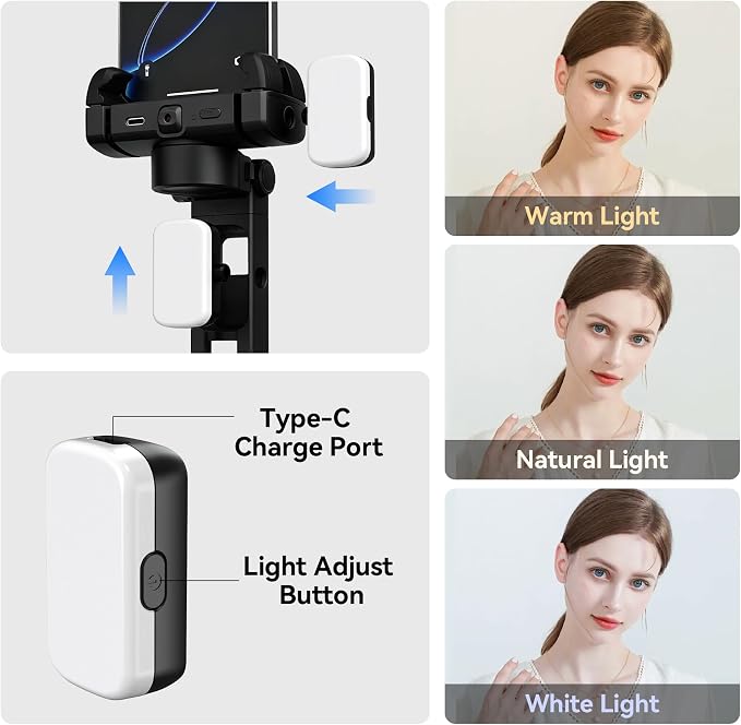 2026 Upgrade Auto Face Tracking Selfie Stick Tripod for iPhone with Light 360 °that Follows Your Movement 70.9" Phone Tripod Stand with Remote for Content Creator Vlog Live Stream Video Recording - Image 8