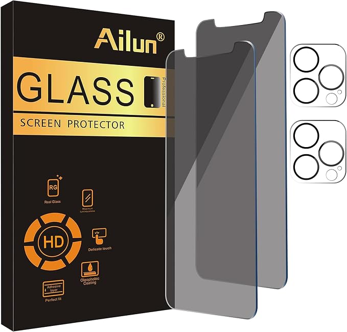 Ailun Privacy Screen Protector+Camera Lens Protector for iPhone 11 Pro | 2+2 Pack, 5.8 Inch, Anti Spy Private Tempered Glass Film, HD by Ailun