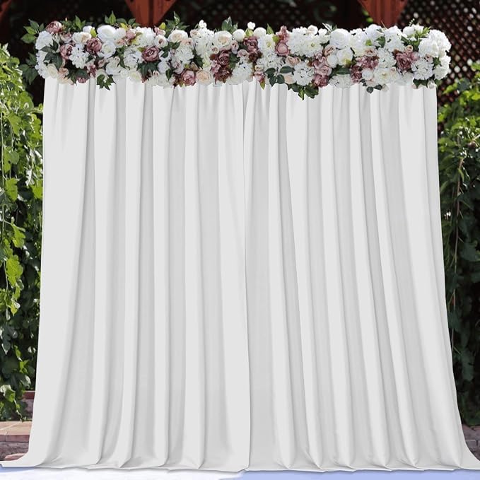 Joydeco White Backdrop Curtain for Parties, Wrinkle Free White Curtains Photo Backdrop for Wedding Decor, Birthday Party Graduation Baby Shower Photography(5ft x 7ft, 2 Panels) by JOYDECO