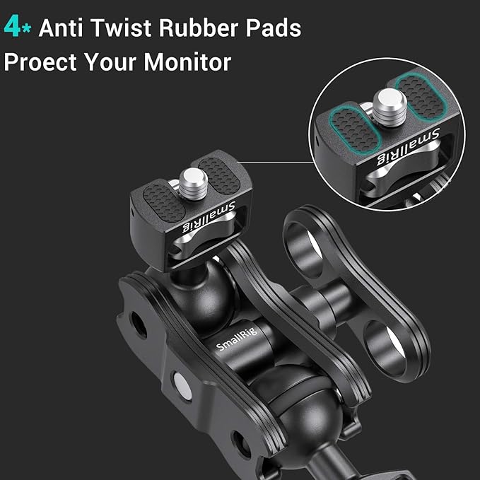SMALLRIG Articulating Magic Arm with Double Ballheads (1/4" Screw) Monitor Mount for Field Monitor, Lights, Audio Recorders - 2070 - Image 3