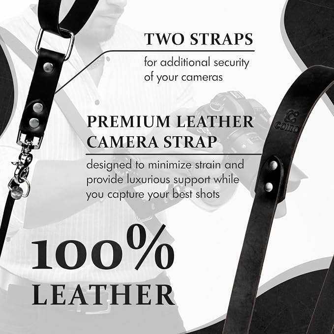 Leather Camera Strap Crossbody for DSLR, Mirrorless – Secure Dual Mount, Quick Release for Professional Photography - Image 3