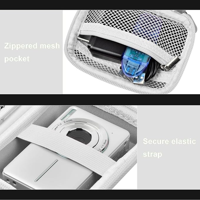 ALKOO Digital Camera Case for CAMKORY/Pouch for KODAK PixproLight Grey | for Lecran/for VAHOIALD Point and Shoot Camera, Hard Carrying Case with Mesh Pocket, Compact for Vlogging, Travel and Storage - Image 6