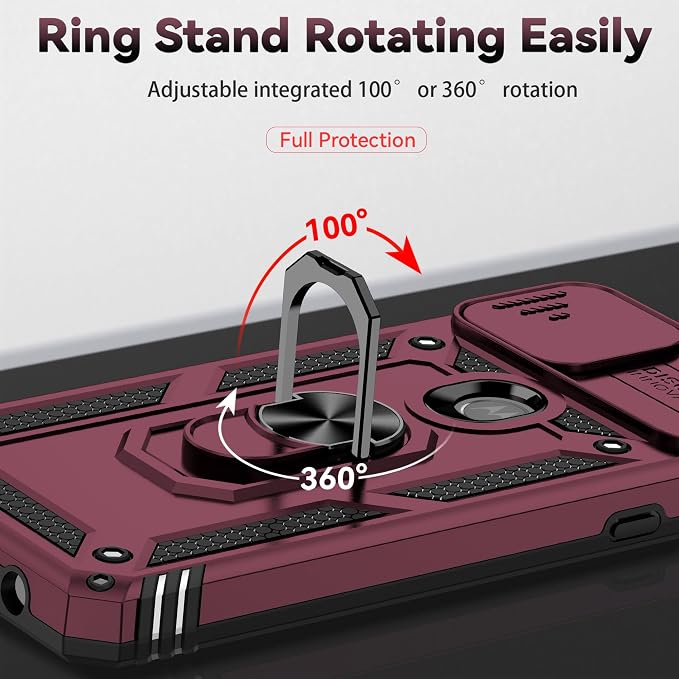 for Moto One 5G Ace Case Moto G 5G(2020) Case,with Nano Explosion-Proof Film[2 Pack], Military Grade Shockproof with Kickstand Protective Case for Motorola Moto One 5G Ace,Rose Red - Image 6