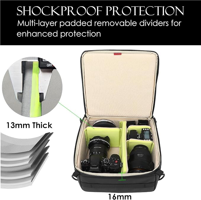 Camera Insert Bag,Shockproof &Pressure-proof Dual Opening Padded Camera Lens Cube Case Backpack,Digital DSLR SLR Mirrorless Cameras Storage for Canon,Nikon,Sony,Panasonic(XS Black) - Image 5