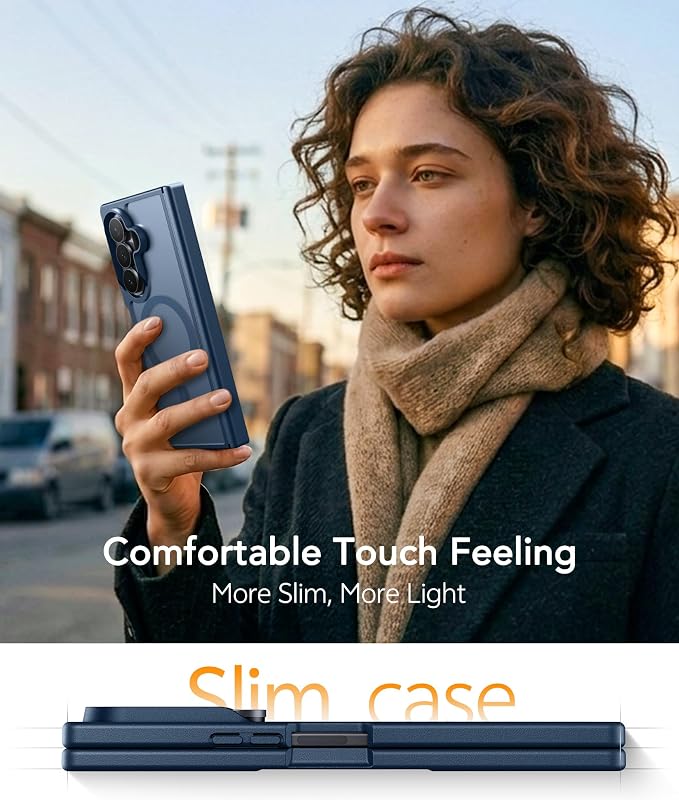 FNTCASE for Samsung Galaxy Z Fold 7 Case, Hinge Protection, Fit for Magsafe | with Screen Protector, Translucent Matte Magnetic Back, 18FT Military Grade Drop Proof, Protective Phone Cover, Blue - Image 8
