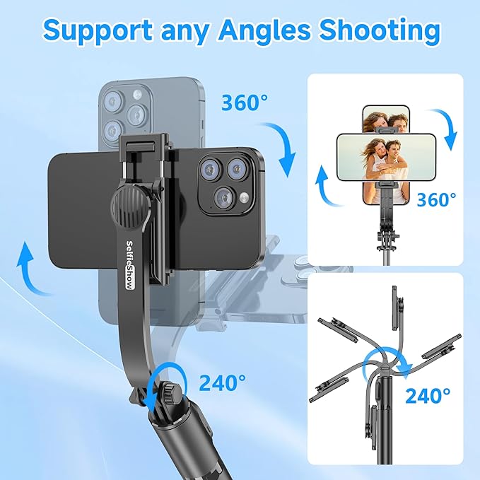 SelfieShow Selfie Stick, Extendable Selfie Stick Tripod with Wireless Remote and Tripod Stand, Portable, Lightweight, Compatible with iPhone 17 16 15 14 13 12 Pro Xs Max/Samsung Smartphone and More - Image 5
