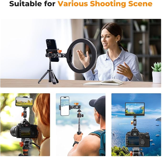 K&F CONCEPT Magic Arm, Multi-Function Double Ball Head with Cold Shoe | Mount 1/4" Screw for Super Clamp, Monitor, LED Light, MS27 - Image 6