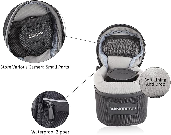 Camera Lens Case Lens Bag Compatible (3.15" x 3.15"(Nylon, Black)) - Image 4