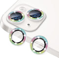 for iPhone 13 Mini & iPhone 13 Camera Lens Protector, Bling Glitter 9H Tempered Glass Camera Cover Anti Scratch Shockproof Screen Protector Individual Ring - 2Pcs Glitter Colorful by Hsefo