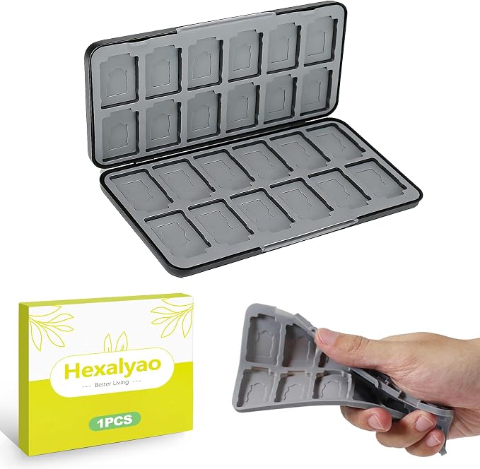 24 Slots Game Card Case Compatible with Nintendo Switch OLED Lite Portable Cartridge Storage Box Hard Shell Protective Holder with Micro SD Memory Slots Black by Unknown