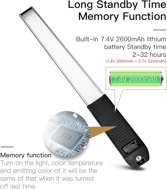 LUXCEO RGB LED Photography Lighting Portable Wand Handheld LED Video Light 1000 Lumens CRI 95+ USB Rechargeable with Remote Control, Carry Bag, Adjustable Color Temperature 3000K-6000K and 36 Colors - Image 7