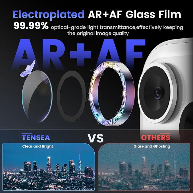 Tensea Camera Lens Protector Compatible for iPhone 17 Pro Max/17 Pro | Metal Aluminum Alloy Tempered Glass Cover Bling Camera Screen Protector Accessories, Case Friendly - Image 3