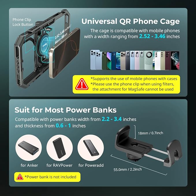SmallRig x Brandon Li All-in-One Mobile Video Kit, Quick Release Universal Phone Video Rig Kit for iPhone for Samsung for Pixel, with Wireless Rotatable Handles for M.2 SSD w 67mm VND Filter - 4596 - Image 3