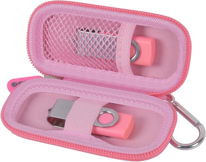 USB Flash Drive Case, SD Card/Thumb Drive/Memory Cards Holder, Bag Only | SDXC/SDHC Storage, Electronic Accessories Organizer for SanDisk / for Samsung, for Students/IT/Office/School/Travel, Pink by ALKOO