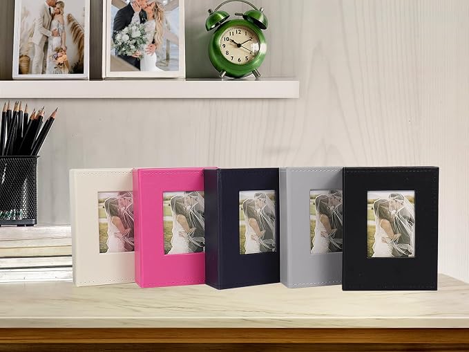 RECUTMS Small Photo Album 4x6 52 Photos Leather Photobook for Wedding Black | White Inner Page, 52 Vertical Pockets, Mini Pictures Album for Artwork, Postcards, Family, Baby Memory Book with Front Window - Image 7