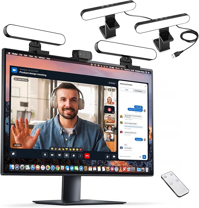 Dual-lamp Video Conference Lighting, LED Streaming Light with Remote and Touch Control, Zoom Lighting for Computer,Webcam Laptop Monitor Ring Light for Video Calls/Zoom Meetings/Video Recording by yAyusiPortableSelfieStand