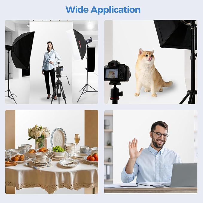 EMART 5 * 10ft White Photo Backdrop Stand Kit with T-Shape Stand | Portable lightweight T-shaped metal stand for easy setup，suitable for portrait photography, live streaming, content recording - Image 6