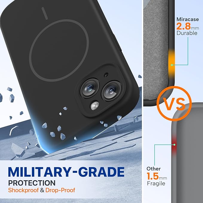 Miracase Magnetic for iPhone 14 Plus Case, Silicone, Black | Compatible with MagSafe, Soft Microfiber Lining, Silicone Shockproof Protection Phone Case for iPhone 14 Plus - Image 4