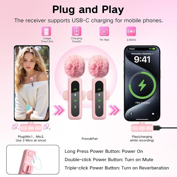 Content Creator Vlogging Kit,70inch Selfie Stick Tripod with Light and Wireless Microphones,Content Creator Essentials for iPhone/Android,Phone Tripod for Tiktok &YouTube Starter Kit - Image 4