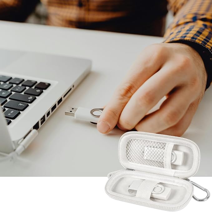 USB Flash Drive Case, SD Card Holder Compatible with Thumb Drive, Memory Cards, SDXC SDHC Storage Bag, Electronic Accessories Organizer for SanDisk for Samsung for Inland (White) - Image 8