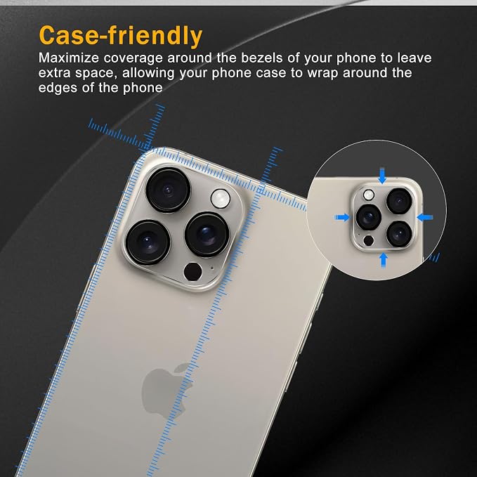 3 Pack Camera Lens Protector for iPhone 14 Pro Max/15 Pro Max | iPhone 14 Pro/iPhone 15 Pro,Tempered Glass,Anti-Fingerprint,9H Hardness,Scratch Resistant,Easy to Install,HD Clarity - Image 3