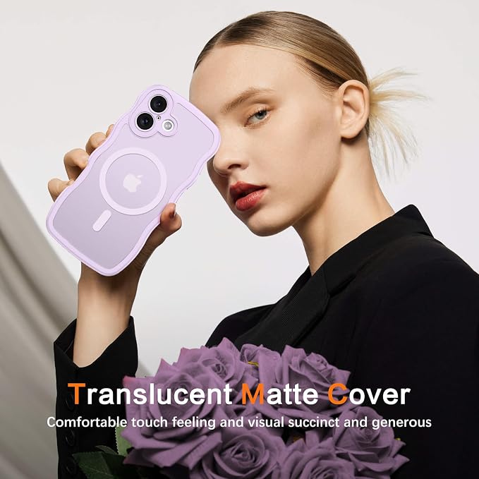 BENTOBEN Magnetic for iPhone 17 Case, Cute Wavy Full Camera Protection [Compatible with MagSafe] Translucent Matte Anti-Slip Bumper Women Girls Boys Protective Cover for 17 6.3",Gray Pink - Image 7