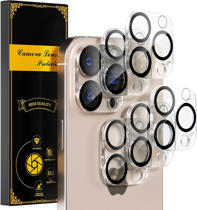 for 6 Pack iPhone 16 Pro/ iPhone 16 Pro Max Camera Lens Protectors, Clear | [Drop Protection] [Case Friendly] [Easy Installation] 9H Tempered Glass Camera Screen Protector Cover Accessories by Beuxece