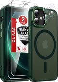 LeYi for iPhone-13 Mini Phone Case/iPhone-12 Mini Green: Compatible with Magsafe [ Screen Protector X2+ Camera Cover X2] i 13mini 12mini Cases Slim Magnetic Protective Rugged Funda para, Green by LeYi