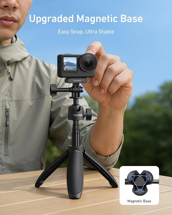 TELESIN 46cm/18.1in Mini Selfie Stick Tripod for All Action Camera | 360° Ball Head Extended Handle Grip Pole for DJI Osmo Nano Action 6 5 4, Pocket 4 3, GoPro 13 12, Insta360 X5 X4, Xtra Edge - Image 7