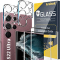[2+2 Pack] Galaxy S22 Ultra Screen Protector, 9H Tempered Glass, Ultrasonic Fingerprint Support, 3D Curved, HD Clear Scratch Resistant for Samsung Galaxy S22 Ultra 5G Glass Screen Protector by Arshek