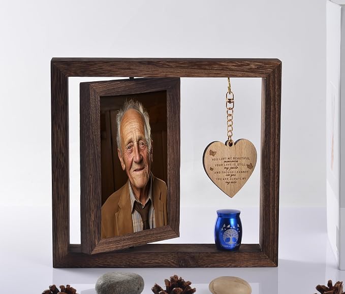 DB Memorial Picture Frame Fits 4’’x6’’ Photo and 1.57 Inches Small Urns for Human Ashes Keepsake，Mini Cremation Urn and Memorial Photo Frame Set for Loss of Loved One Sympathy Gift by DB