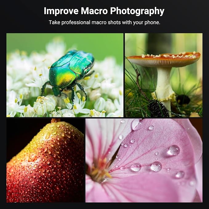 NEEWER Phone Macro Lens Kit, 4 Pcs Stackable Magnetic Closeup Lens Attachment Set with 17mm Threaded Clamp, Clip On Photography Accessories Compatible with iPhone Android Samsung, LS-87 - Image 9