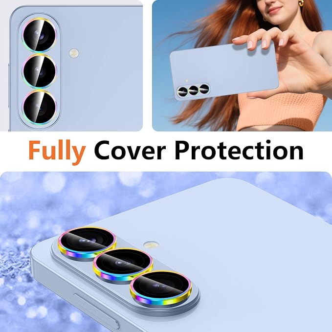 for Samsung Galaxy S26 Camera Lens Protector, Individual Metal Ring Tempered Glass Lens Cover, [Strong Adsorption] Scratch Resistant Ultra-Thin HD Clear Lens Cover, 1 Set-Colorful Ring - Image 8