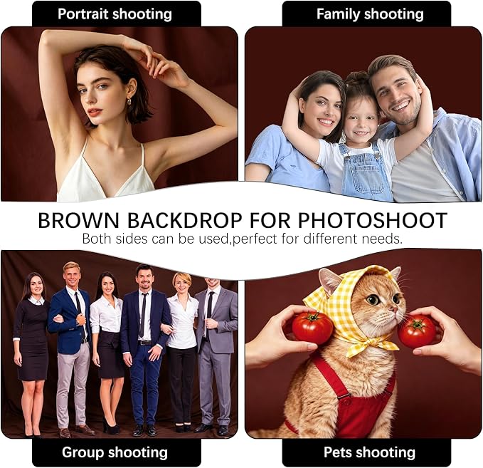 Brown Photography Backdrop for Photoshoot, 10x10 Ft Polyester Photo Backdrop Curtains, Brown Backdrops Screen for Photo Studio, Video, Content Creators, Birthday Parties Background - Image 6