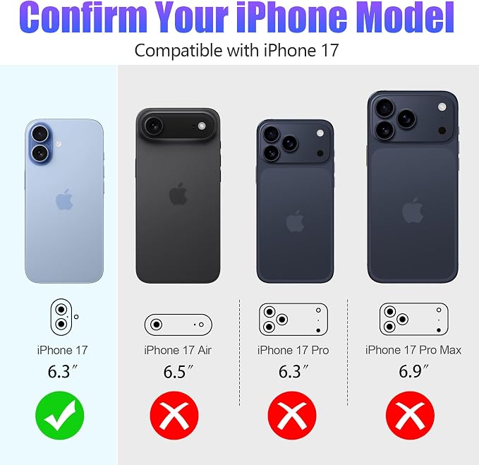 AGVEE 3+3 6 Pack for iPhone 17 Camera Lens Protector Cover | Individual Bling Diamond & Bling Glitter Sparkle Cute Gem Metal Ring, 9H Tempered HD Glass - Image 2