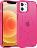 FNTCASE for iPhone 12/iPhone 12 Pro Case Hot Pink: Fit for MagSafe | Translucent Magnetic Camera Protection Slim Cases, 14FT Military Grade Drop Tested, Matte Shockproof Cover by FNTCASE