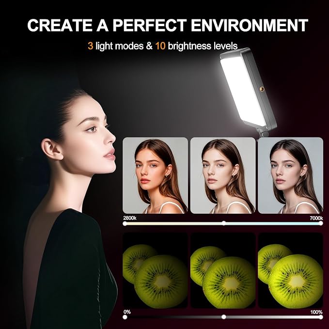 EMART 1-Pack LED Video Light Kit with Phone Holder & Barndoor | 2800-7000K Dimmable Studio Lights, 73'' Streaming Light for Video Recording, YouTube, Vlog, Photography, Content, Podcast - Image 3